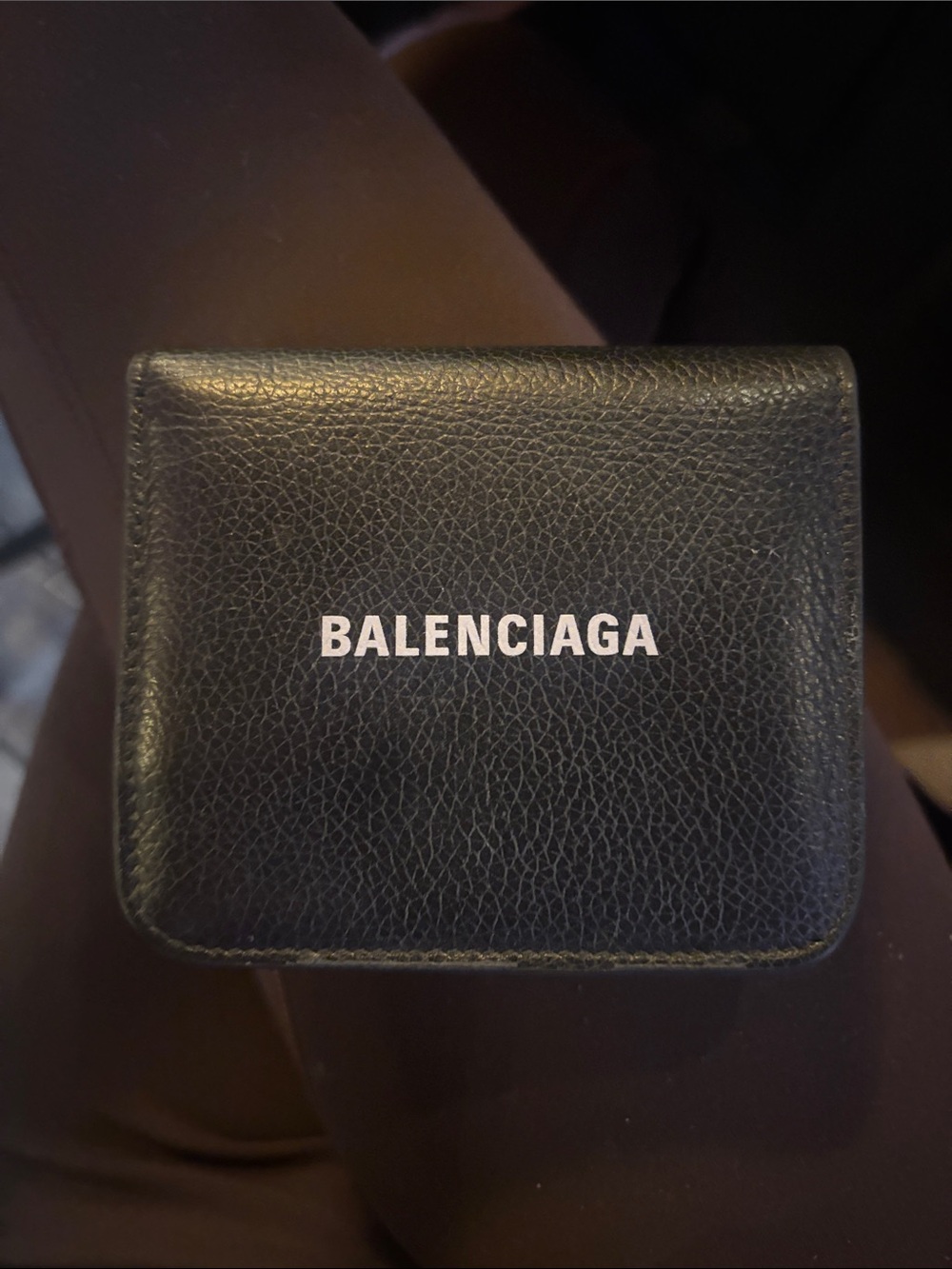Balenciaga Black Leather Logo Bifold Wallet